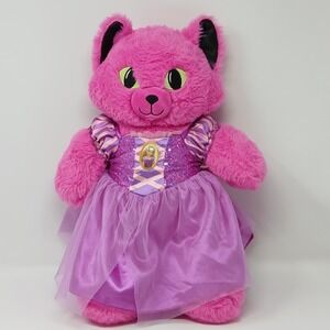Build a Bear Pink Glow Cat 17" Plush Eyes Glow In Dark W/ Outfit Stuffed Animal
